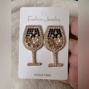 LARGE Goblet Rhinestone Post Statement Earrings